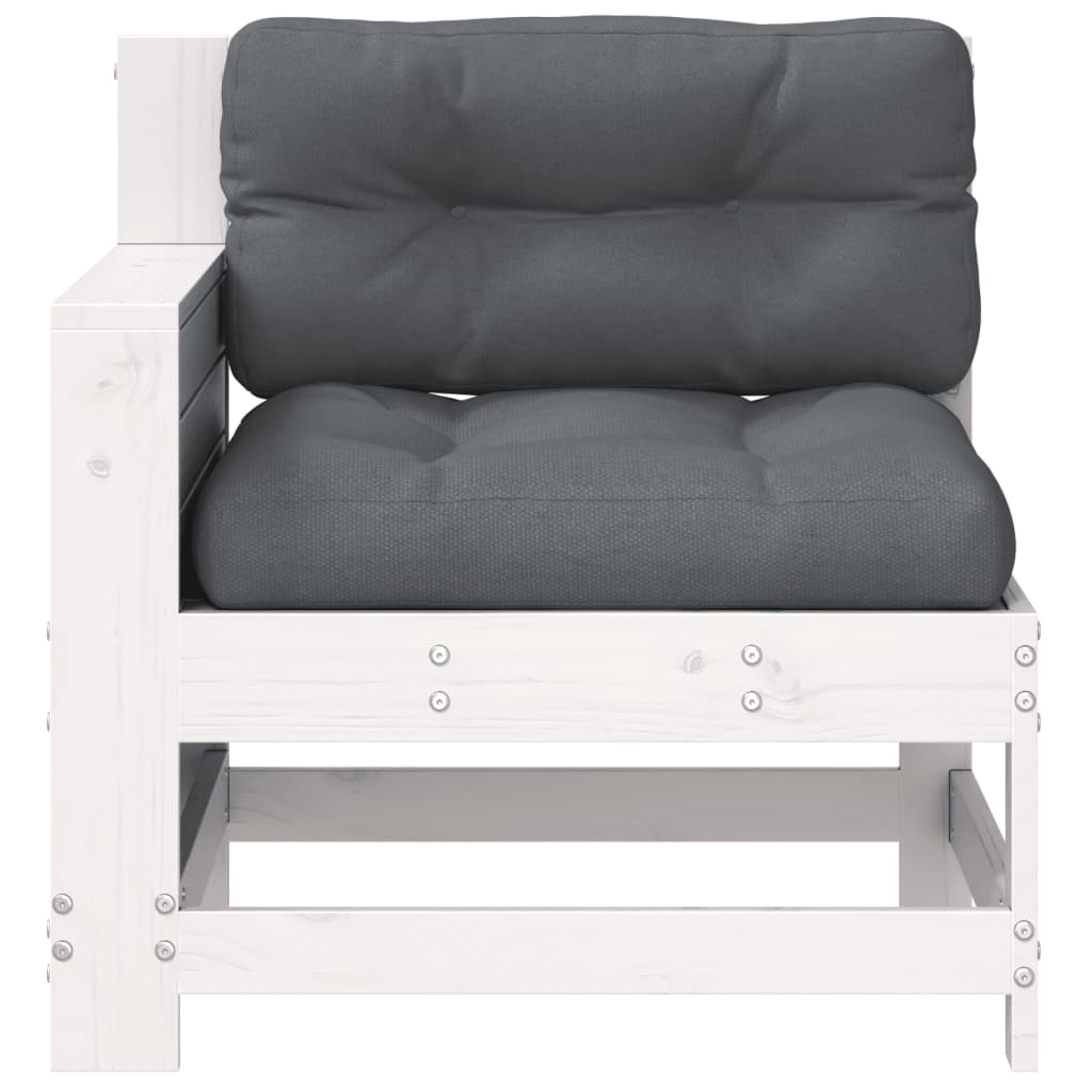 Garden Armrest Sofa With Cushion White Solid Wood Pine