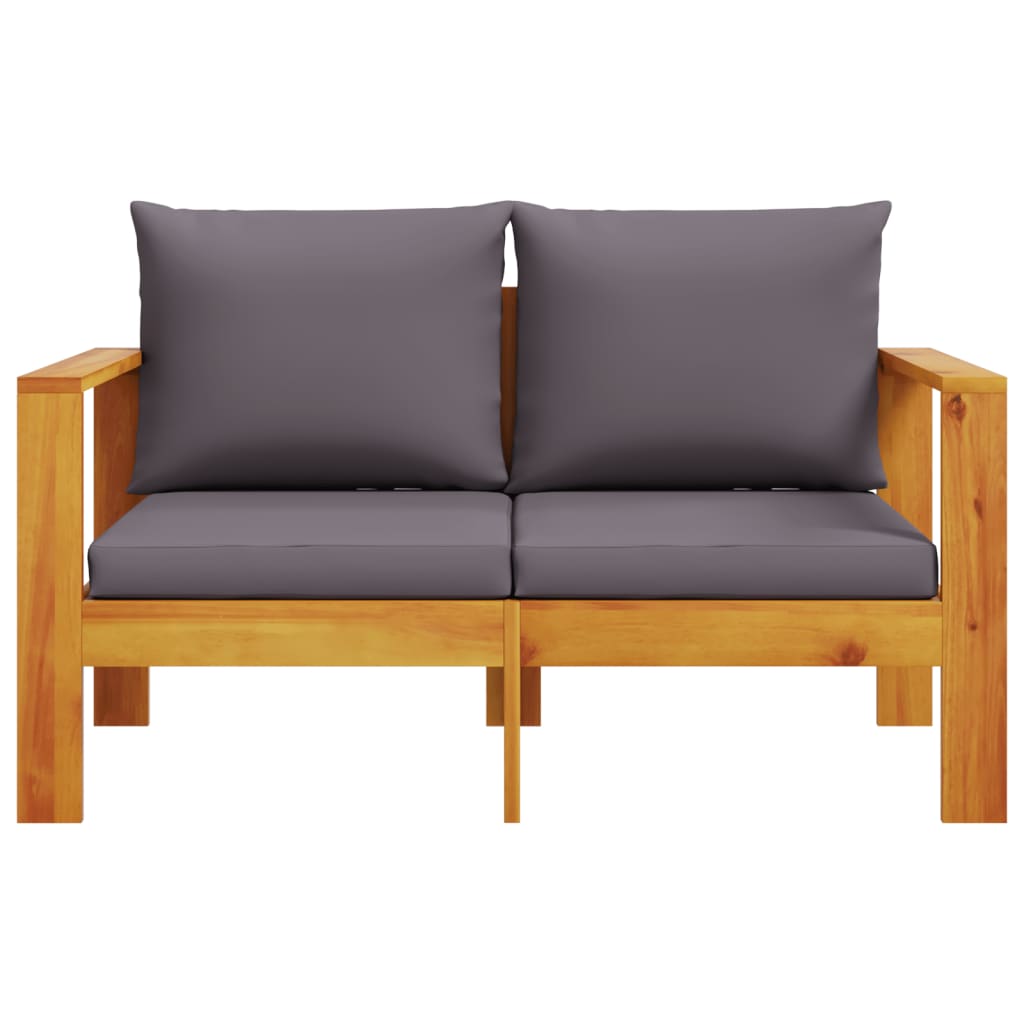 Garden Sofa With Cushions 2-Seater Solid Wood Acacia