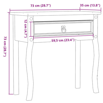 Console Table Corona 73X35X73 Cm Solid Wood Pine