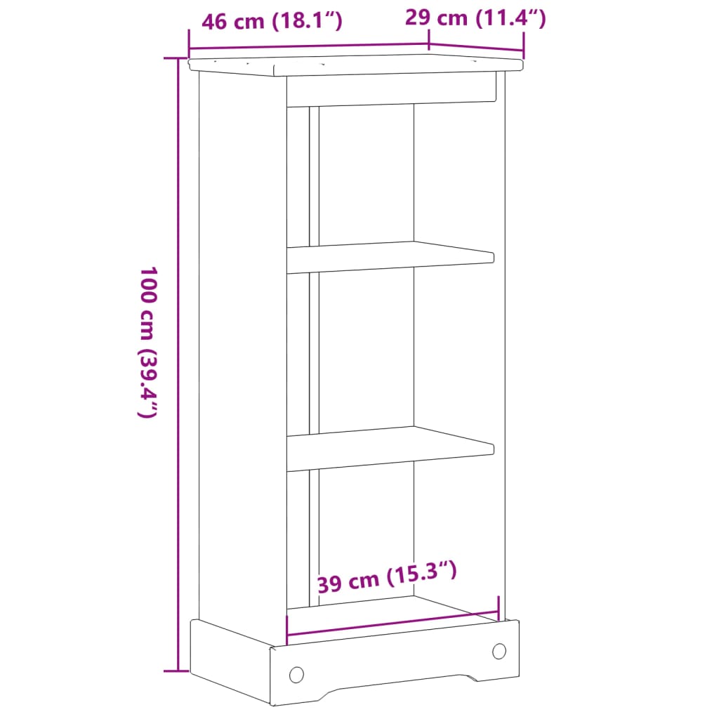 Bookcase Corona 46X29X100 Cm Solid Wood Pine