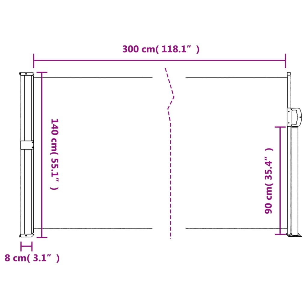 Retractable Side Awning Blue 140X300 Cm