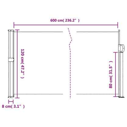 Retractable Side Awning Blue 120X600 Cm