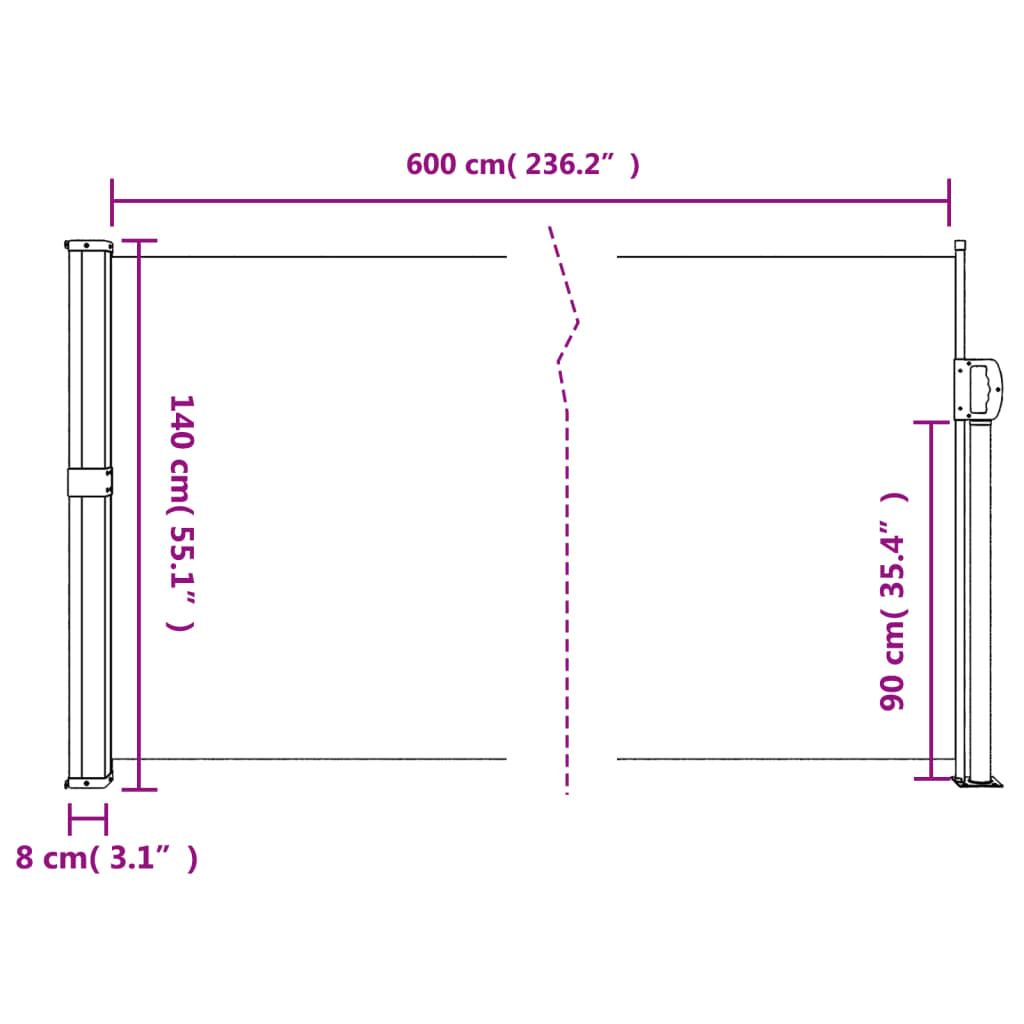 Retractable Side Awning Blue 140X600 Cm