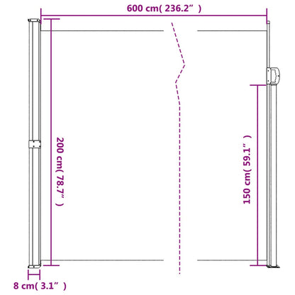 Retractable Side Awning Blue 200X600 Cm