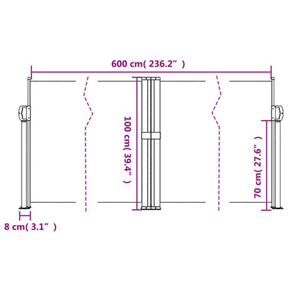 Retractable Side Awning Blue 100X600 Cm