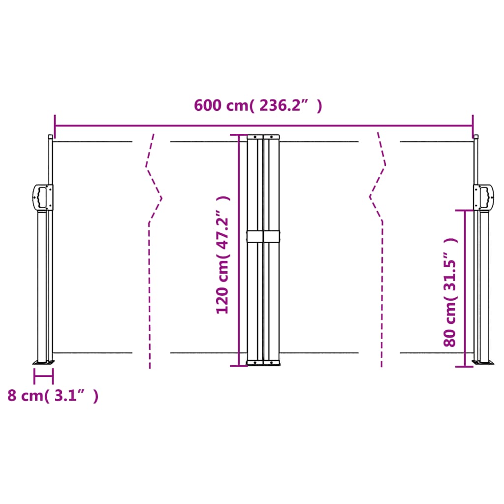 Retractable Side Awning Blue 120X600 Cm