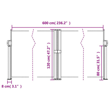 Retractable Side Awning Blue 120X600 Cm