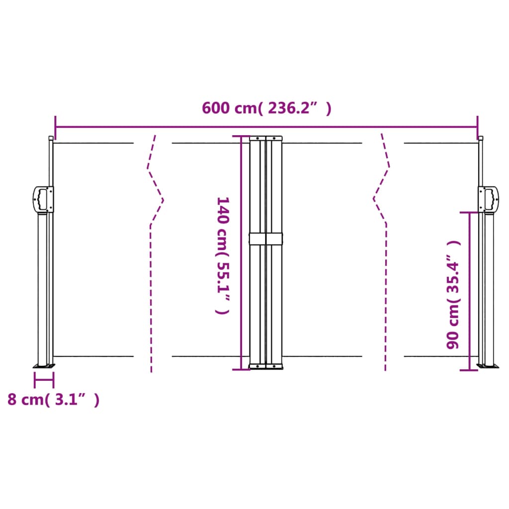 Retractable Side Awning Blue 140X600 Cm