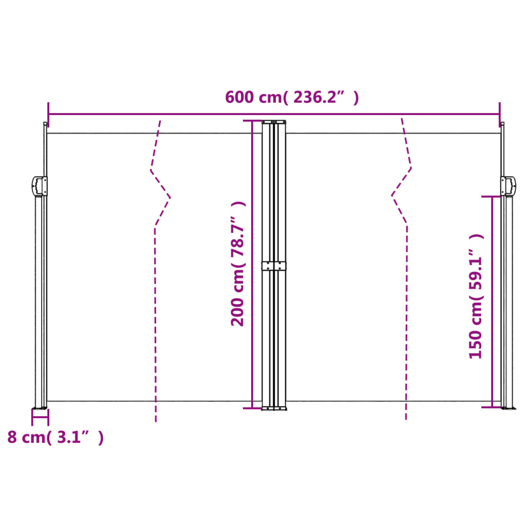 Retractable Side Awning Blue 200X600 Cm