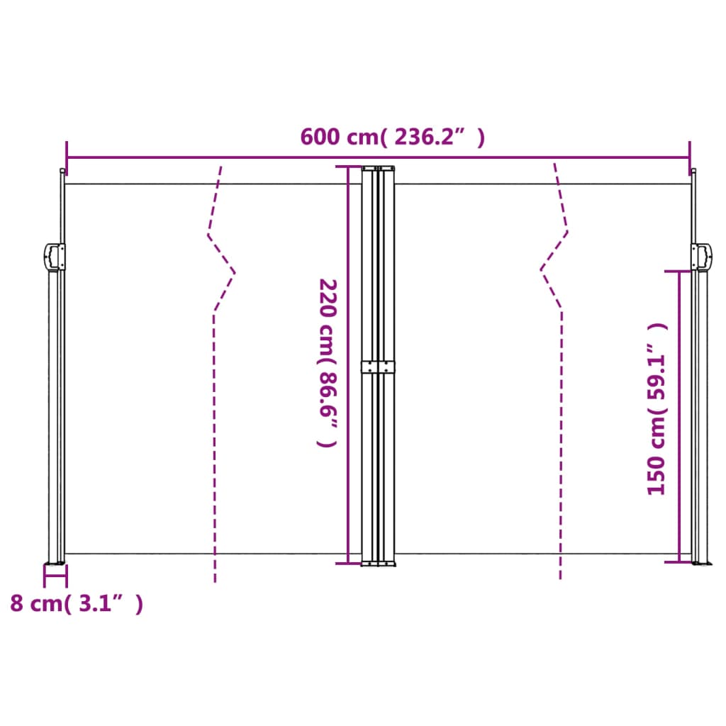 Retractable Side Awning Blue 220X600 Cm