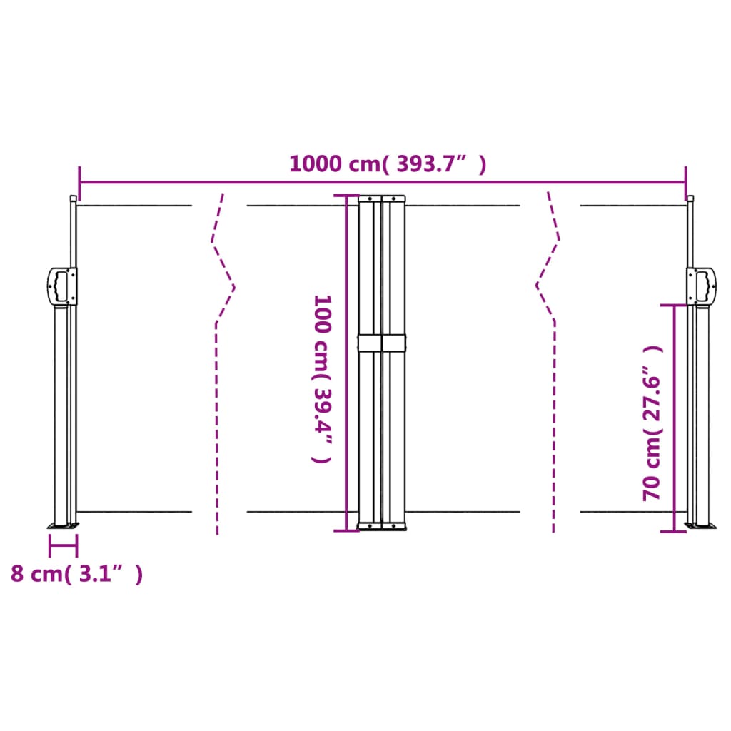 Retractable Side Awning Blue 100X1000 Cm