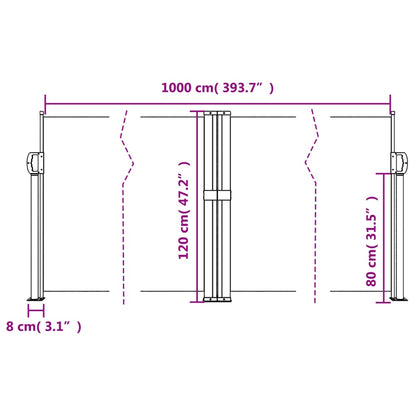 Retractable Side Awning Blue 120X1000 Cm