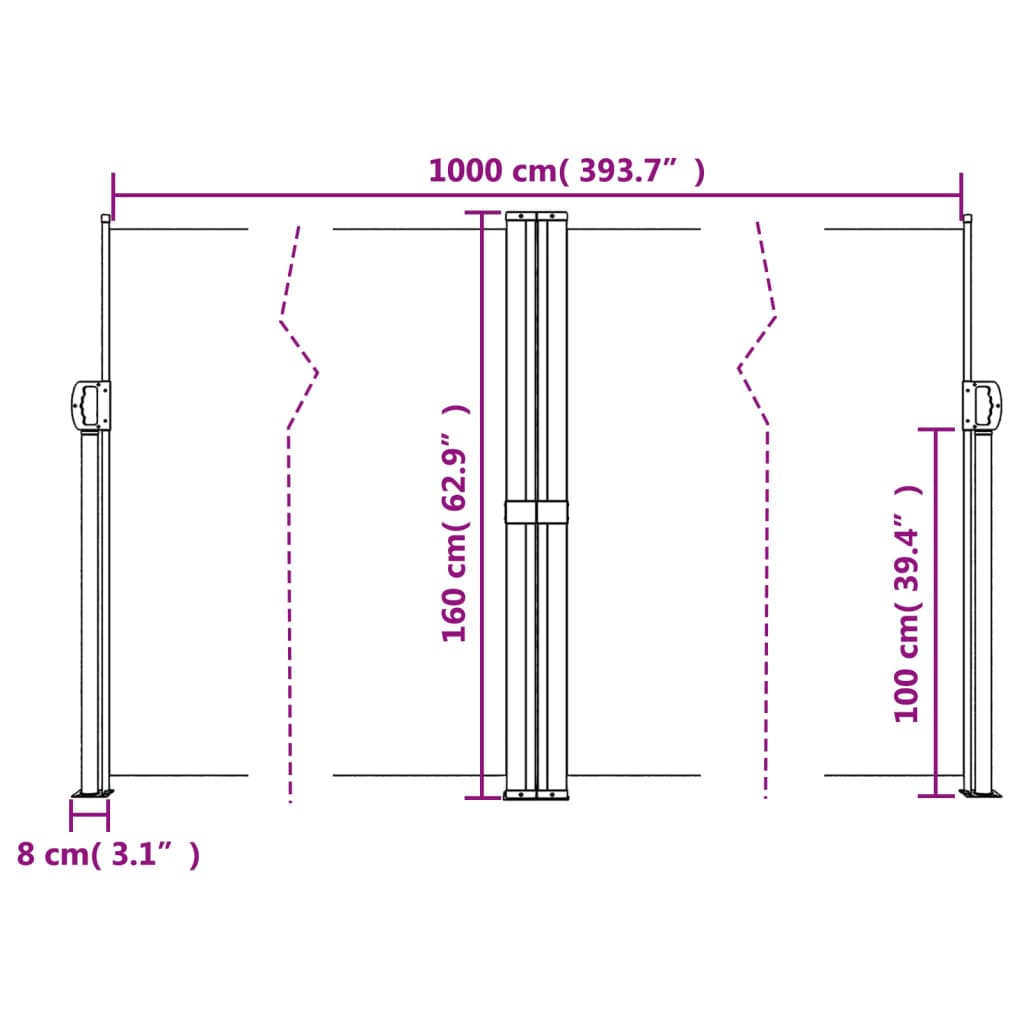 Retractable Side Awning Blue 160X1000 Cm