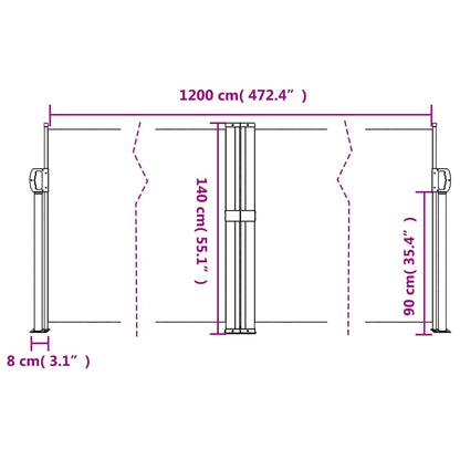 Retractable Side Awning Blue 140X1200 Cm