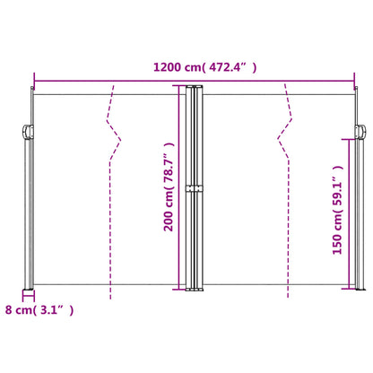 Retractable Side Awning Blue 200X1200 Cm