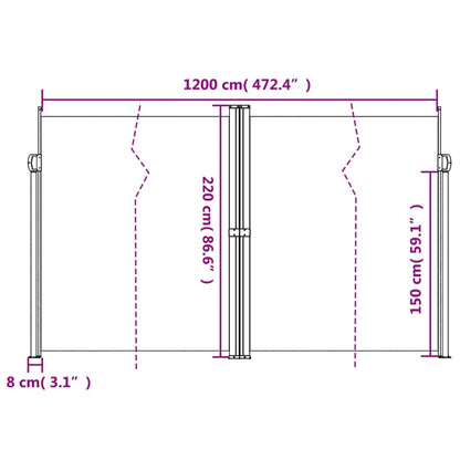 Retractable Side Awning Blue 220X1200 Cm