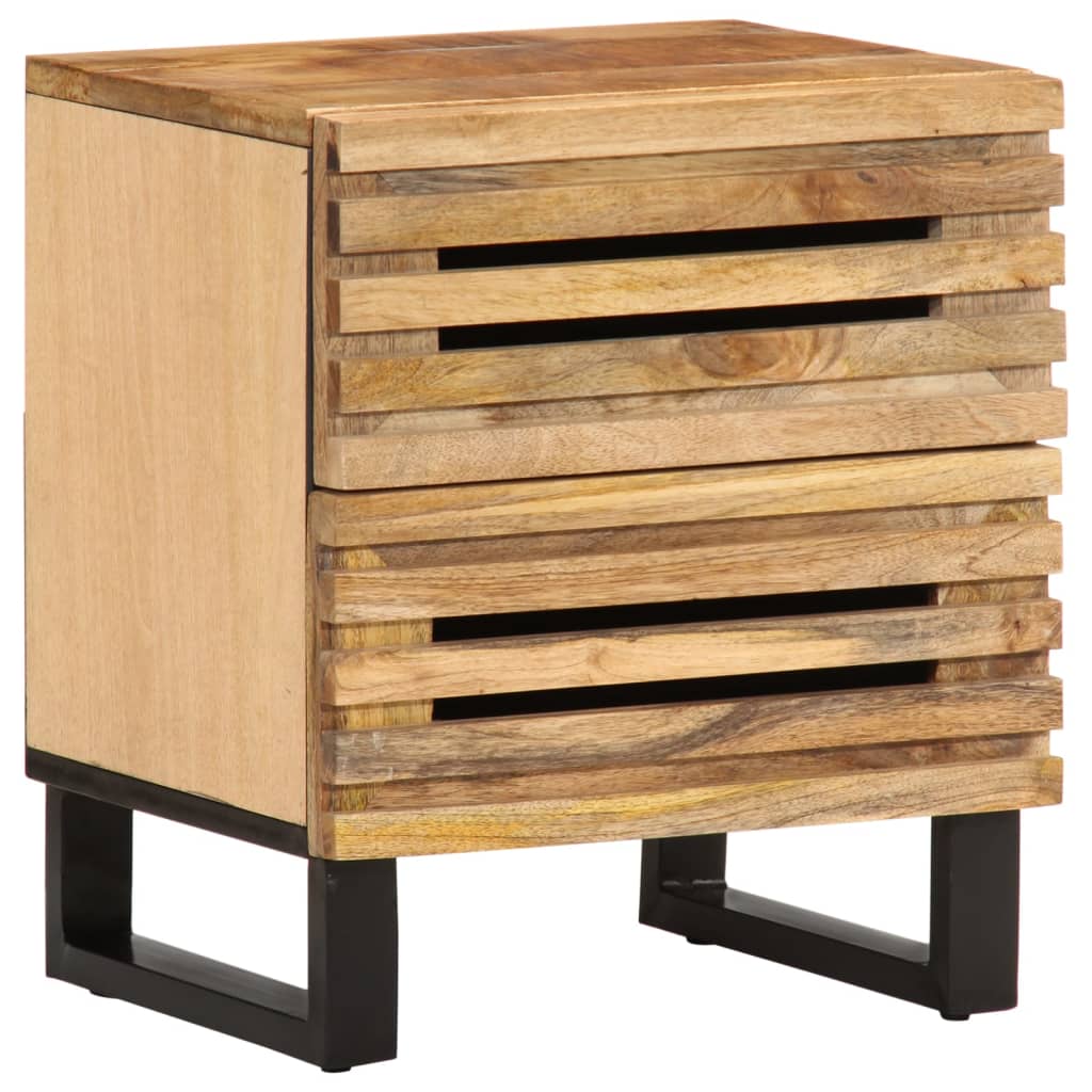 Bedside Cabinet 40X34X46 Cm Solid Wood Rough Mango