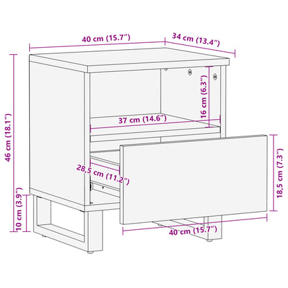 Bedside Cabinet 40X33X46 Cm Solid Wood Acacia