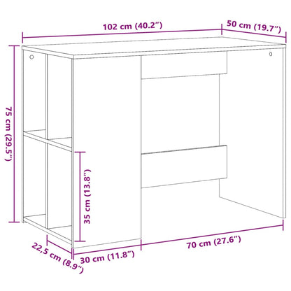 Desk Brown Oak 102X50X75 Cm Engineered Wood