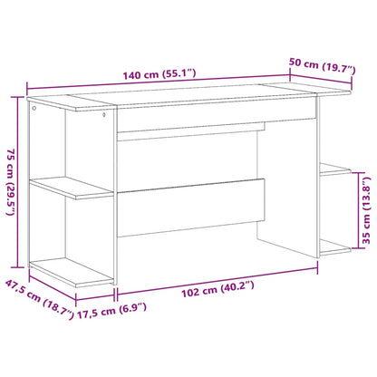 Desk Brown Oak 140X50X75 Cm Engineered Wood