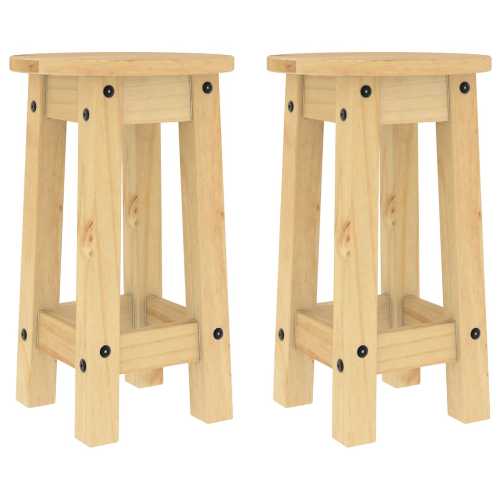 Bar Stools 2 Pcs Solid Wood Pine