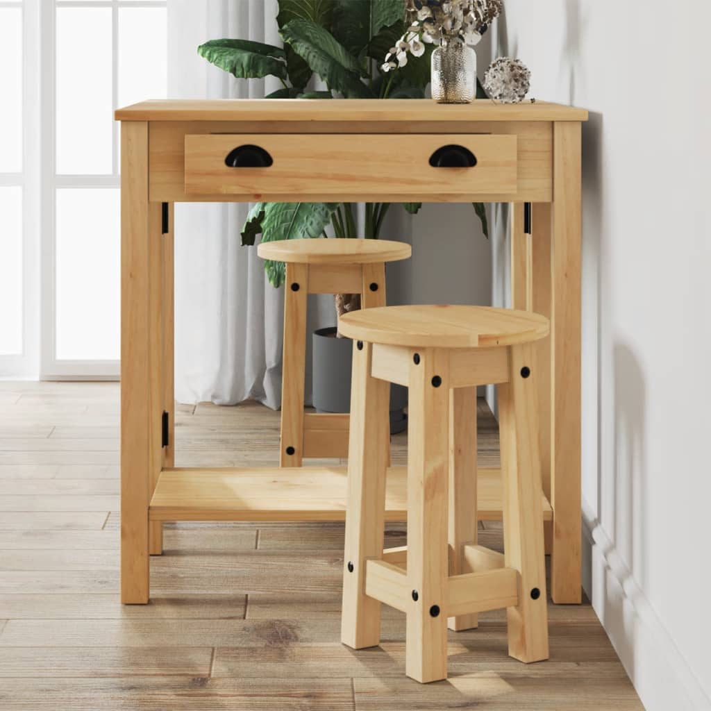 Bar Stools 2 Pcs Solid Wood Pine