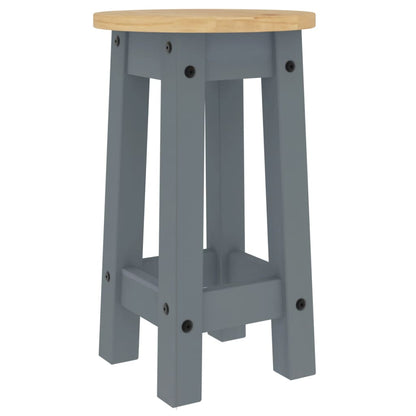 Bar Stools 2 Pcs Grey Solid Wood Pine