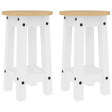 Bar Stools 2 Pcs White Solid Wood Pine