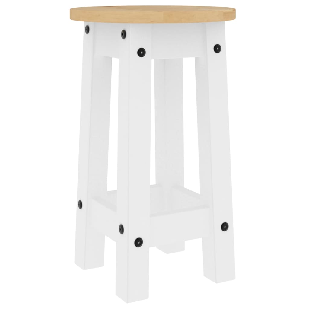 Bar Stools 2 Pcs White Solid Wood Pine