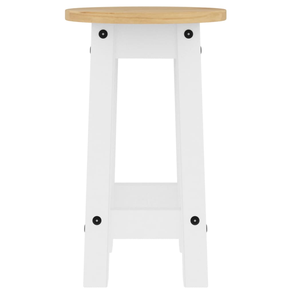 Bar Stools 2 Pcs White Solid Wood Pine