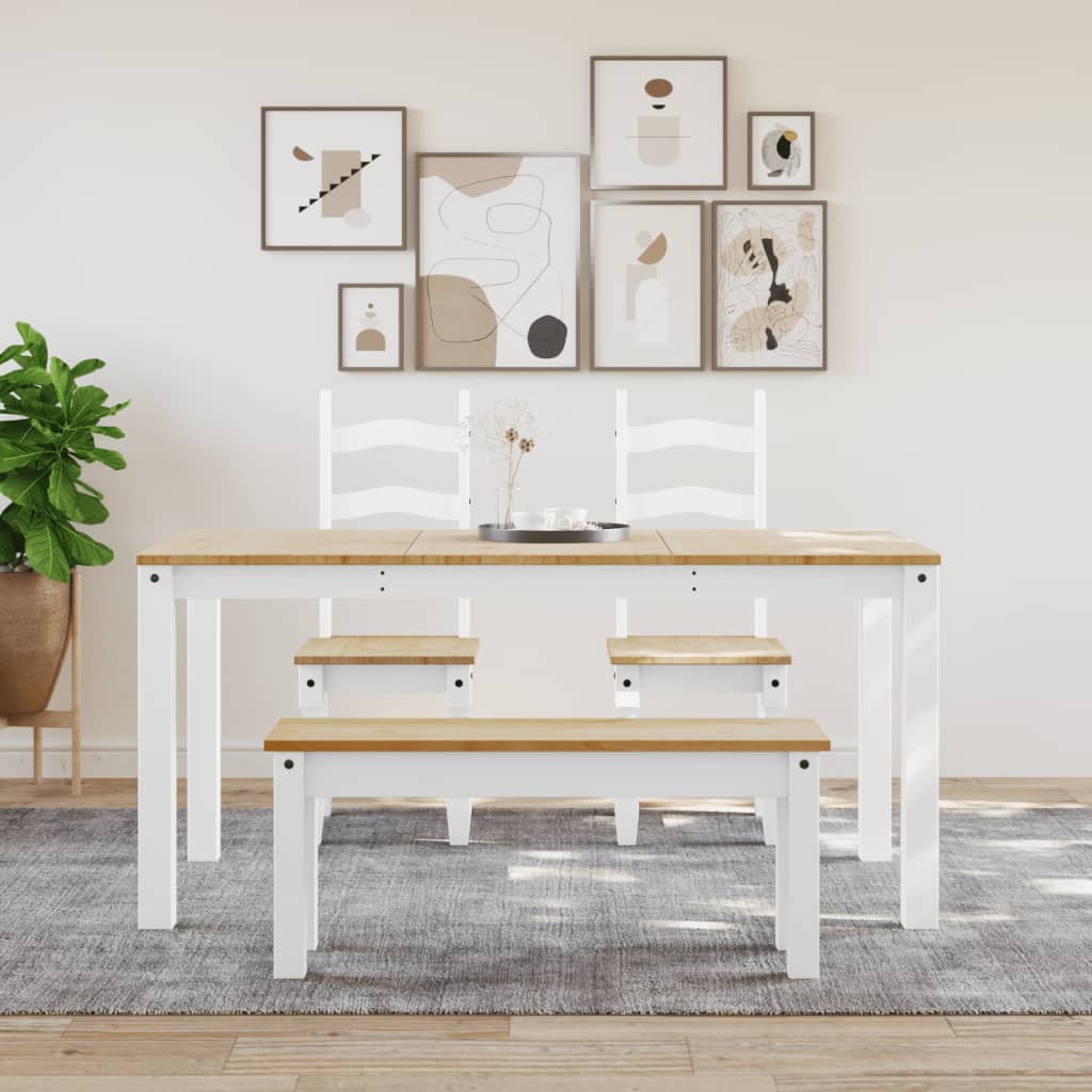 Dining Table Panama White 160X80X75 Cm Solid Wood Pine