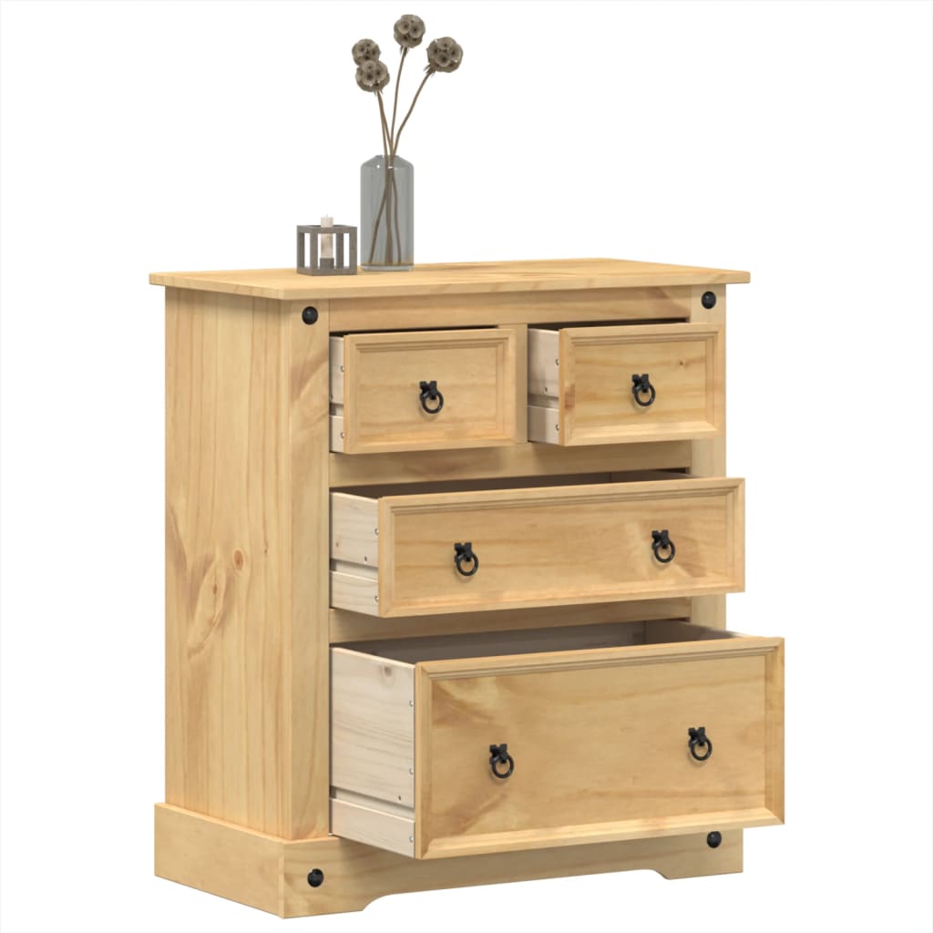 Chest Of Drawers Corona 80X43X91 Cm Solid Wood Pine