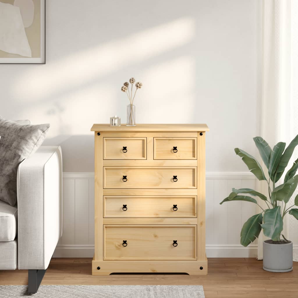 Chest Of Drawers Corona 92X48X114 Cm Solid Wood Pine