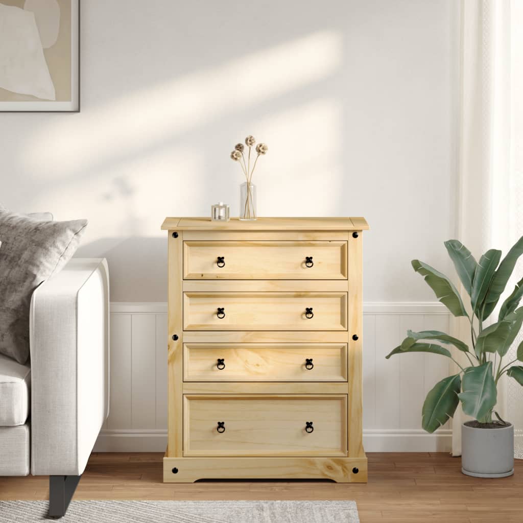 Chest Of Drawers Corona 92X48X120 Cm Solid Wood Pine