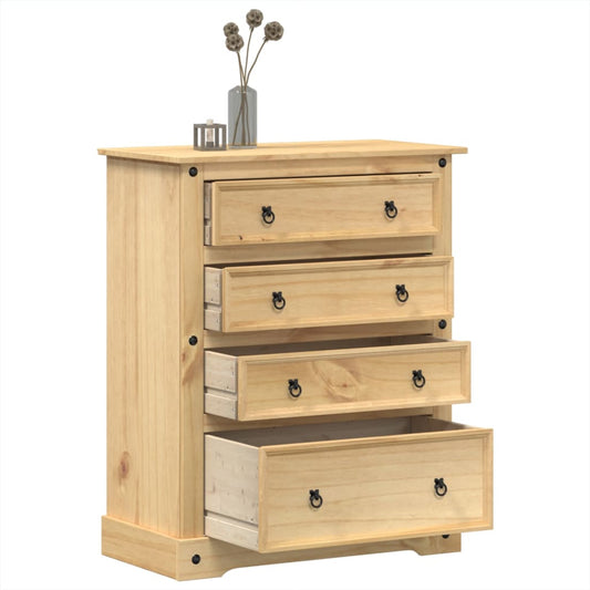 Chest Of Drawers Corona 92X48X120 Cm Solid Wood Pine