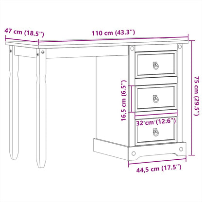 Dressing Table Corona 110X50X75 Cm Solid Wood Pine