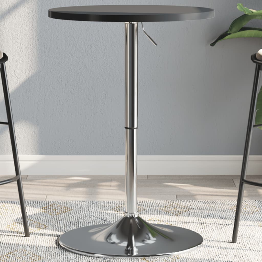 Bar Table Black 50X50X90 Cm Engineered Wood And Chromed Steel