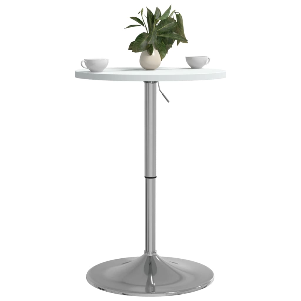 Bar Table White 50X50X90 Cm Engineered Wood And Chromed Steel