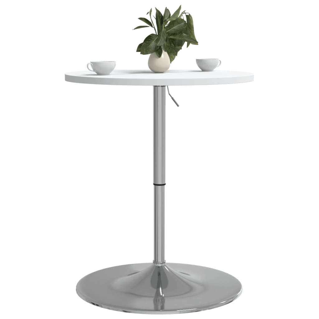 Bar Table White 60X60X90 Cm Engineered Wood And Chromed Steel