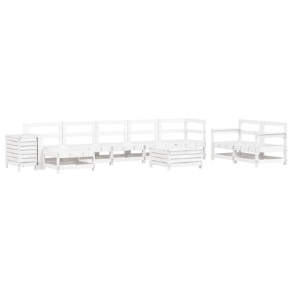 10 Piece Garden Sofa Set White Solid Wood Pine