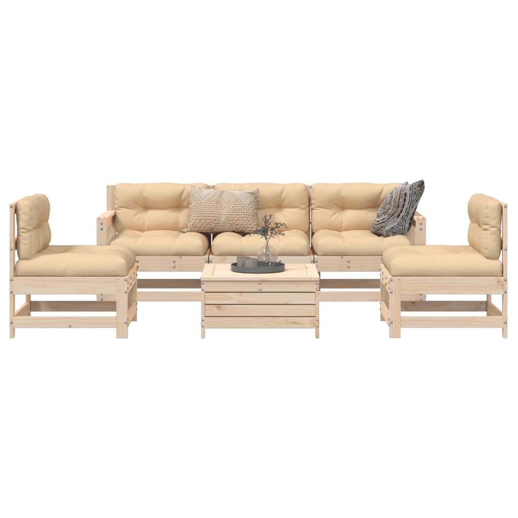 6 Piece Garden Sofa Set Solid Wood Pine