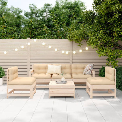 6 Piece Garden Sofa Set Solid Wood Pine