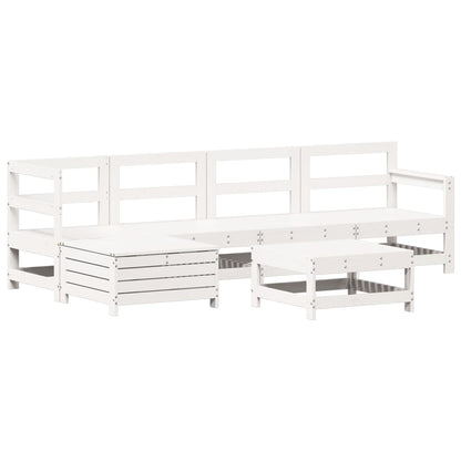 6 Piece Garden Sofa Set White Solid Wood Pine