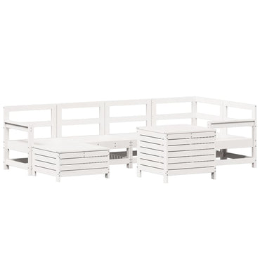 7 Piece Garden Sofa Set White Solid Wood Pine