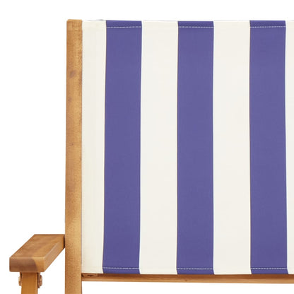 Folding Garden Chairs 6 Pcs Blue And White Fabric And Solid Wood