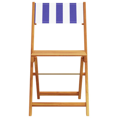 Folding Garden Chairs 4 Pcs Blue And White Fabric And Solid Wood