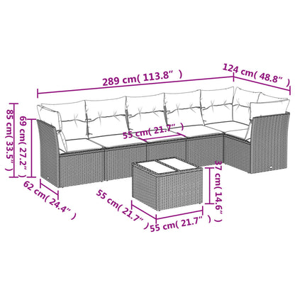 7 Piece Garden Sofa Set With Cushions Grey Poly Rattan