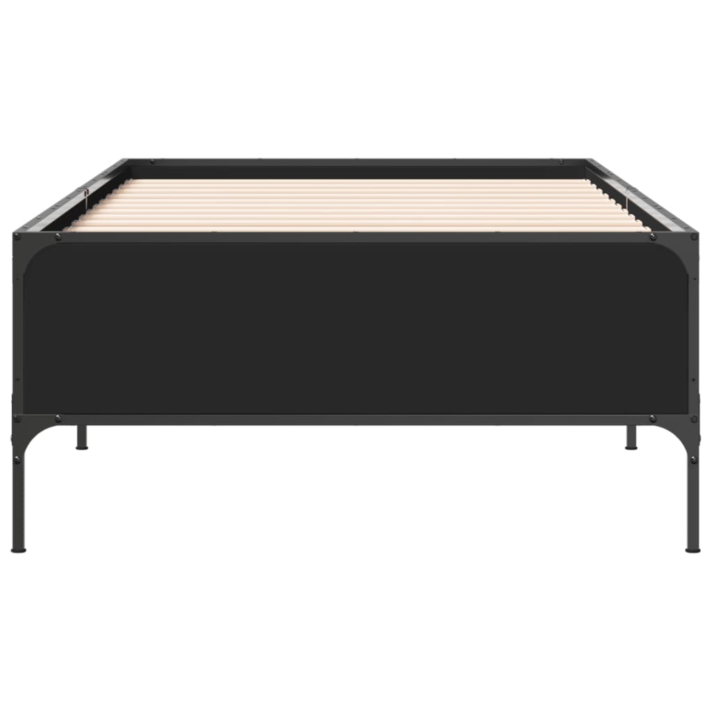 Bed Frame Black 100X200 Cm Engineered Wood And Metal