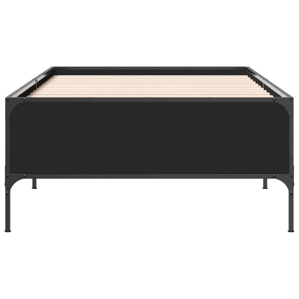 Bed Frame Black 90X200 Cm Engineered Wood And Metal