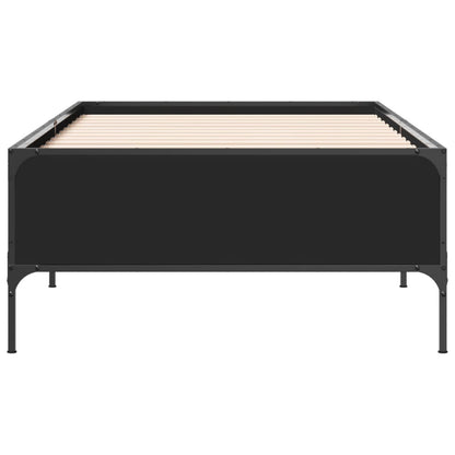 Bed Frame Black 90X200 Cm Engineered Wood And Metal